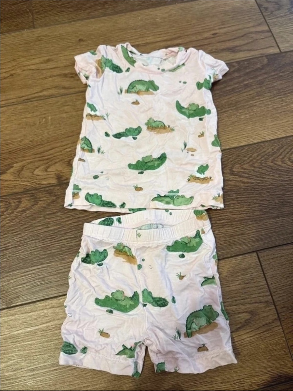 Kids Pink Alligator Print Pajama Set Angel Dear 6-12m